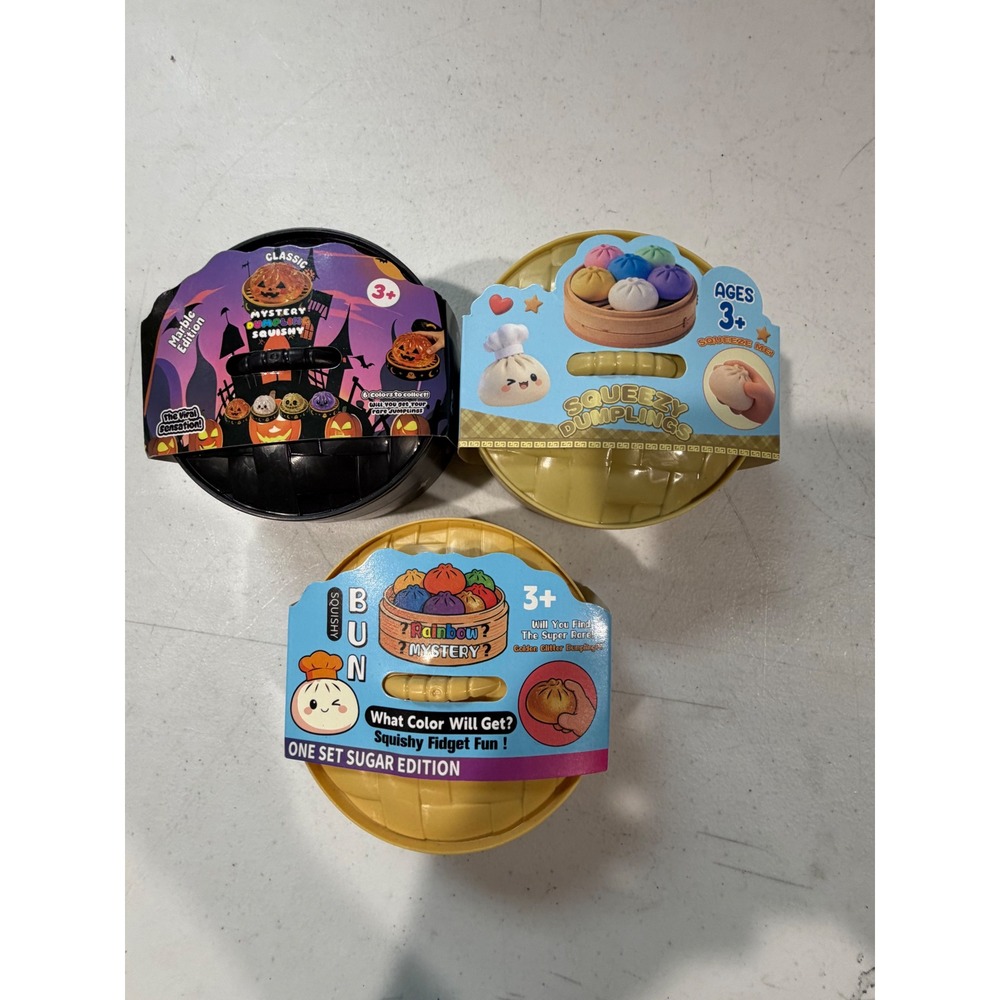 Lot of 3 Squeezy Dumplings Squishy Fidget Toys Mystery Marble Sugar Edition 3+